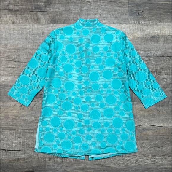 Ming Wang XS Button Up Jacket Top 3/4 Sleeve Art Polka Dot Luxury Designer Glam - Picture 2 of 9